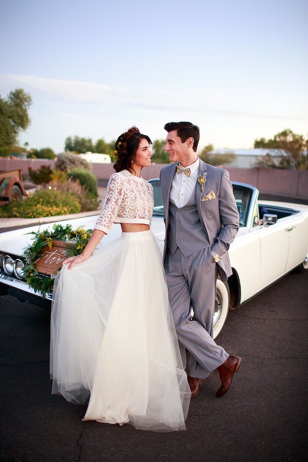  A Modern Meets Vintage Elopement in Yellow and Gray