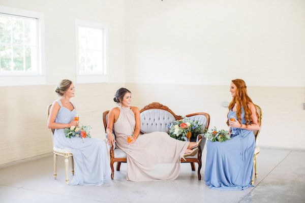 Peach & Pale Blue Dairy Barn Wedding Inspo