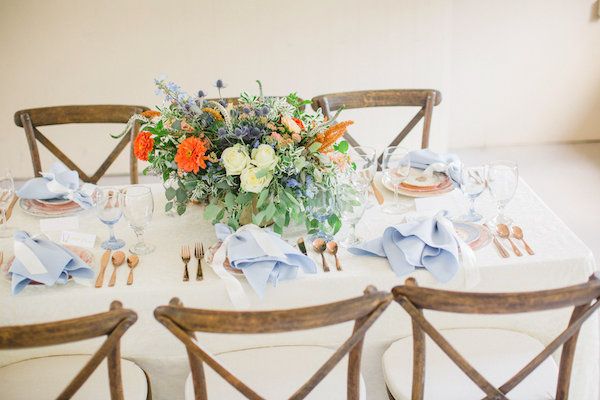 Peach & Pale Blue Dairy Barn Wedding Inspo