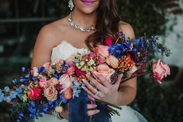  Industrial Style Wedding with Colorful Blooms Galore