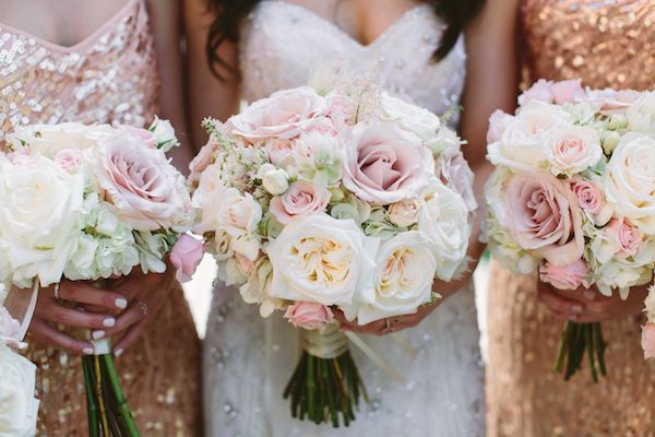  Must-See Rose Gold Bridesmaid Dresses Paired with Blush Bouquets 