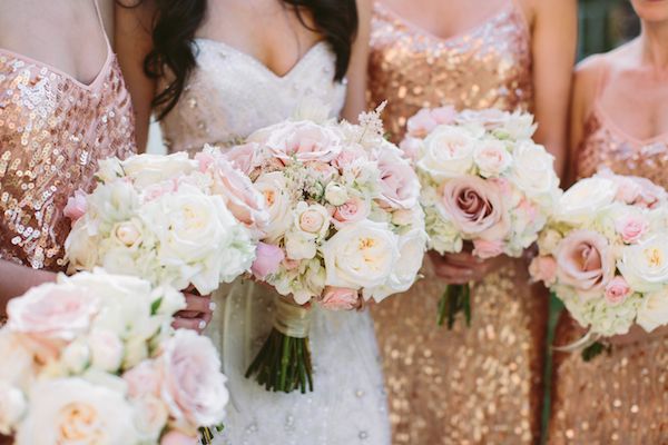  Must-See Rose Gold Bridesmaid Dresses Paired with Blush Bouquets 