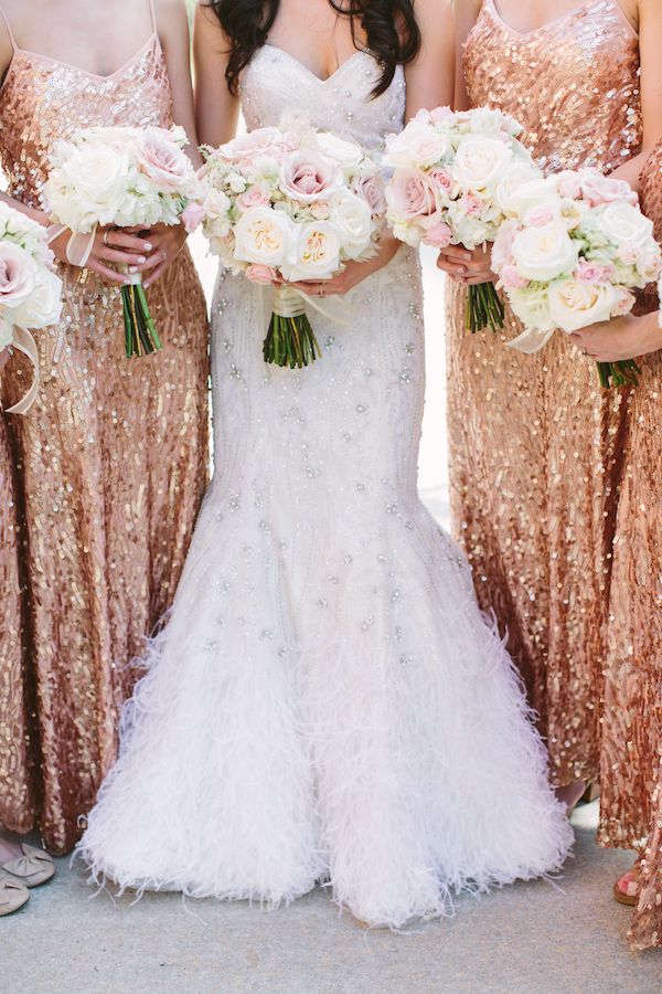  Must-See Rose Gold Bridesmaid Dresses Paired with Blush Bouquets 