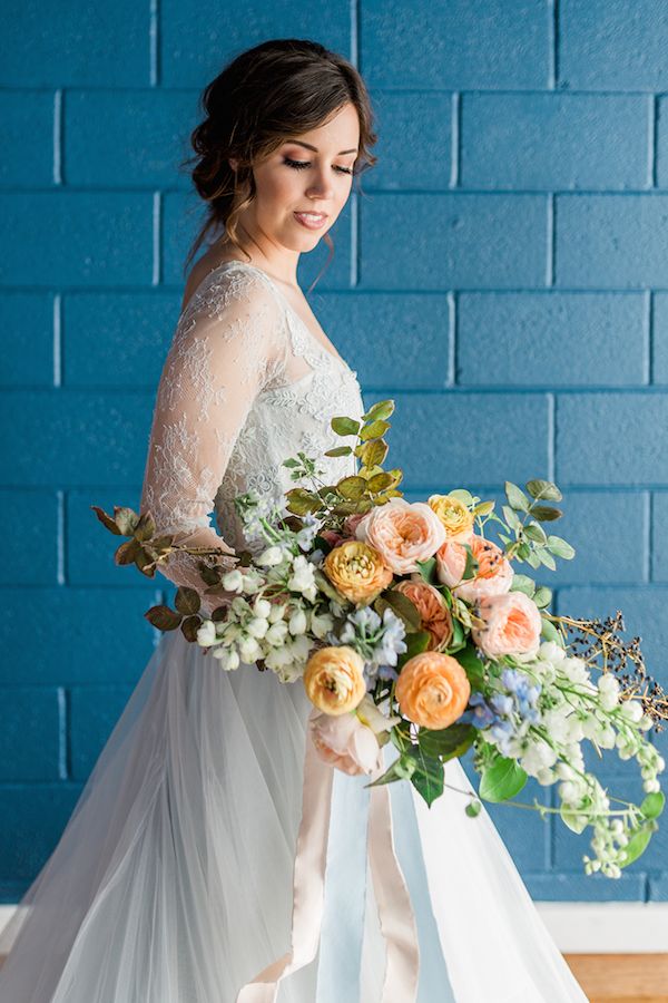  Dreamy Blue Wedding Inspo with Colorful Florals Galore