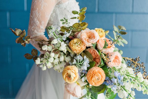  Dreamy Blue Wedding Inspo with Colorful Florals Galore