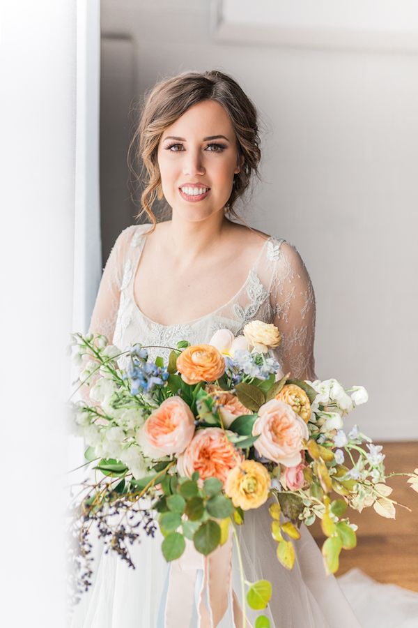  Dreamy Blue Wedding Inspo with Colorful Florals Galore