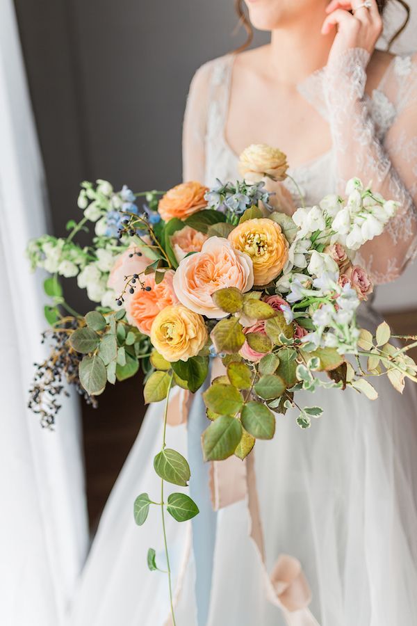  Dreamy Blue Wedding Inspo with Colorful Florals Galore