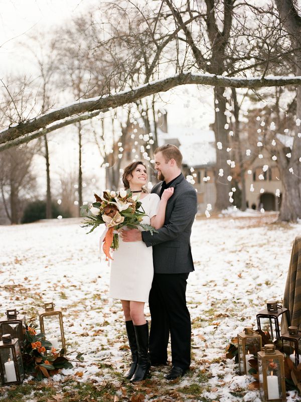  Intimate Winter Elopement Celebrated with Friends