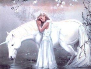 unicorn and woman at water Pictures, Images and Photos
