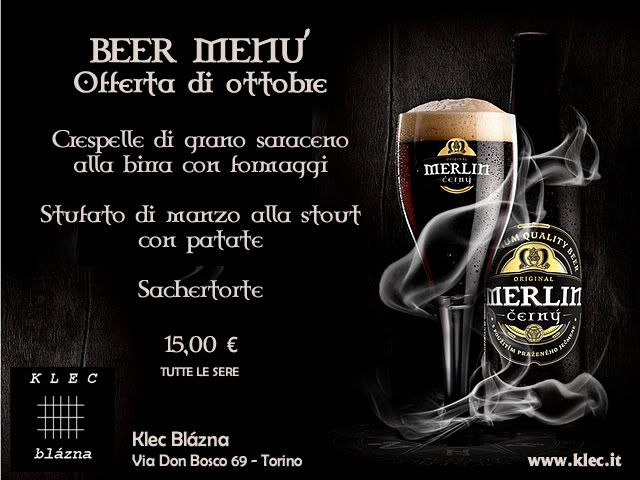 Menù Birra, Offerta Ottobre 2012