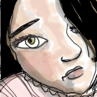 Watercolor Picture of American girl looking pensive