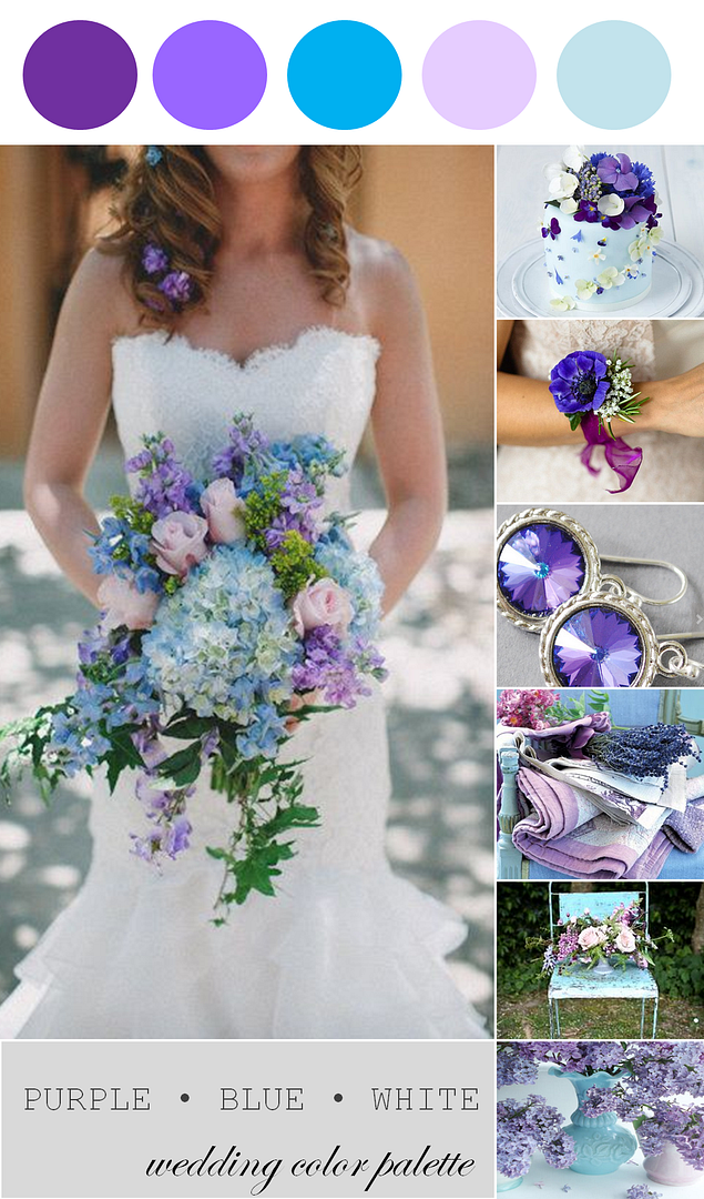 Wedding Color Palette | Purple, Blue and White | The Perfect Palette