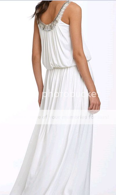 388 BCBG WHITE BEADED SLEEVELESS LONG DRESS GOWN NWT XXS  