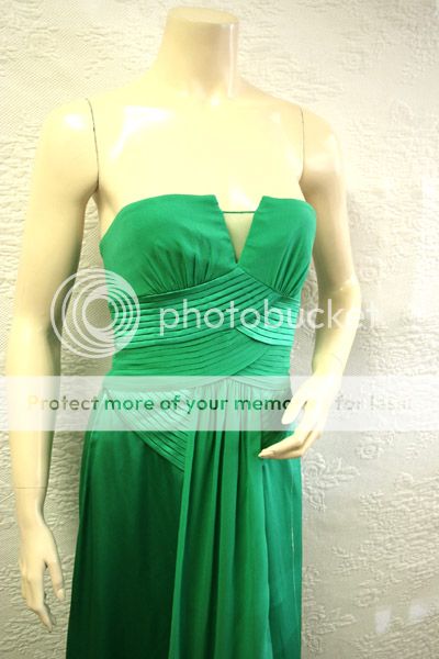 448 BCBG EMERALD PLEATED STRAPLESS SATIN/SILK LONG DRESS GOWN NWT 2 