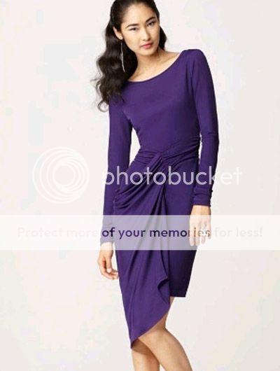   BERRY COLORED SOSIE LONG SLEEVE JERSEY DRESS WITH DRAPE DETAILS