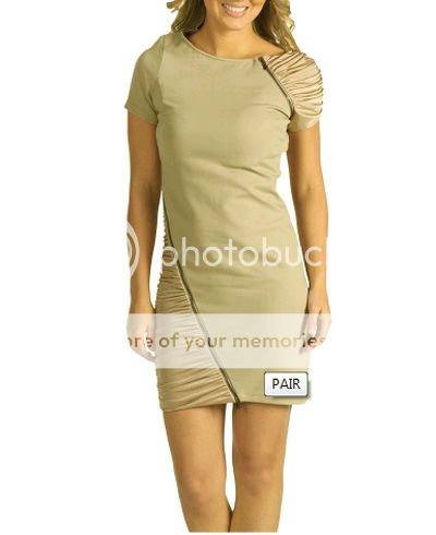 STUNNING BRAND NEW BCBG MAX AZRIA KHAKI COLORED SHORT SLEEVE RAYON 