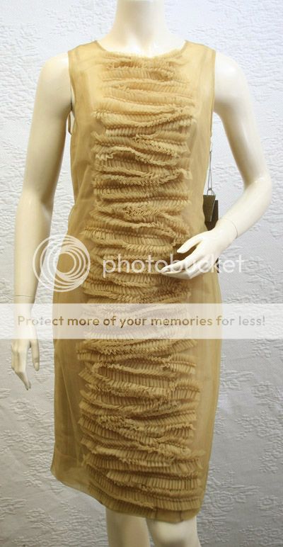    LABEL MUSTARD COLORED SLEEVELESS DRESS WITH RUFFLE TRIM DETAILS