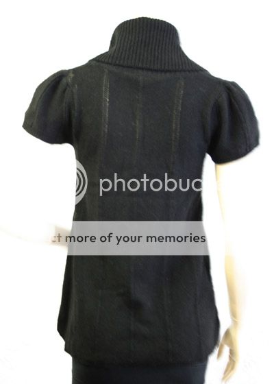 Short sleeve Ribbed cowl neck; pullover Cable details