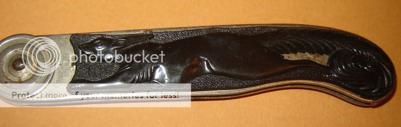 VINTAGE RUSSIAN CARVED BAKELITE FOLDING KNIFE RABBIT  