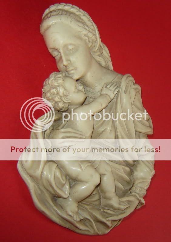 RARE ANTIQUE Madonna and Child Wall Relief PLAQUE R.G.  
