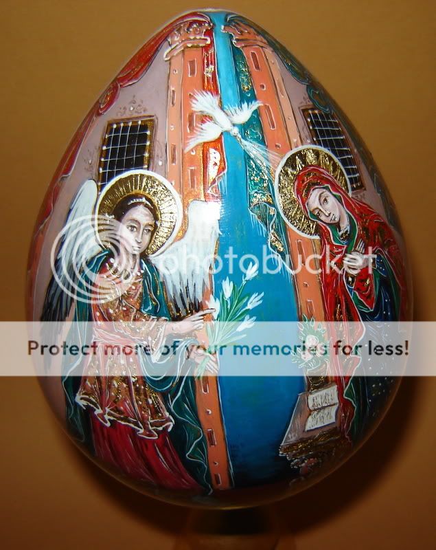   wooden Big Easter Egg Icon RARE Annunciation Angel Gabriel  